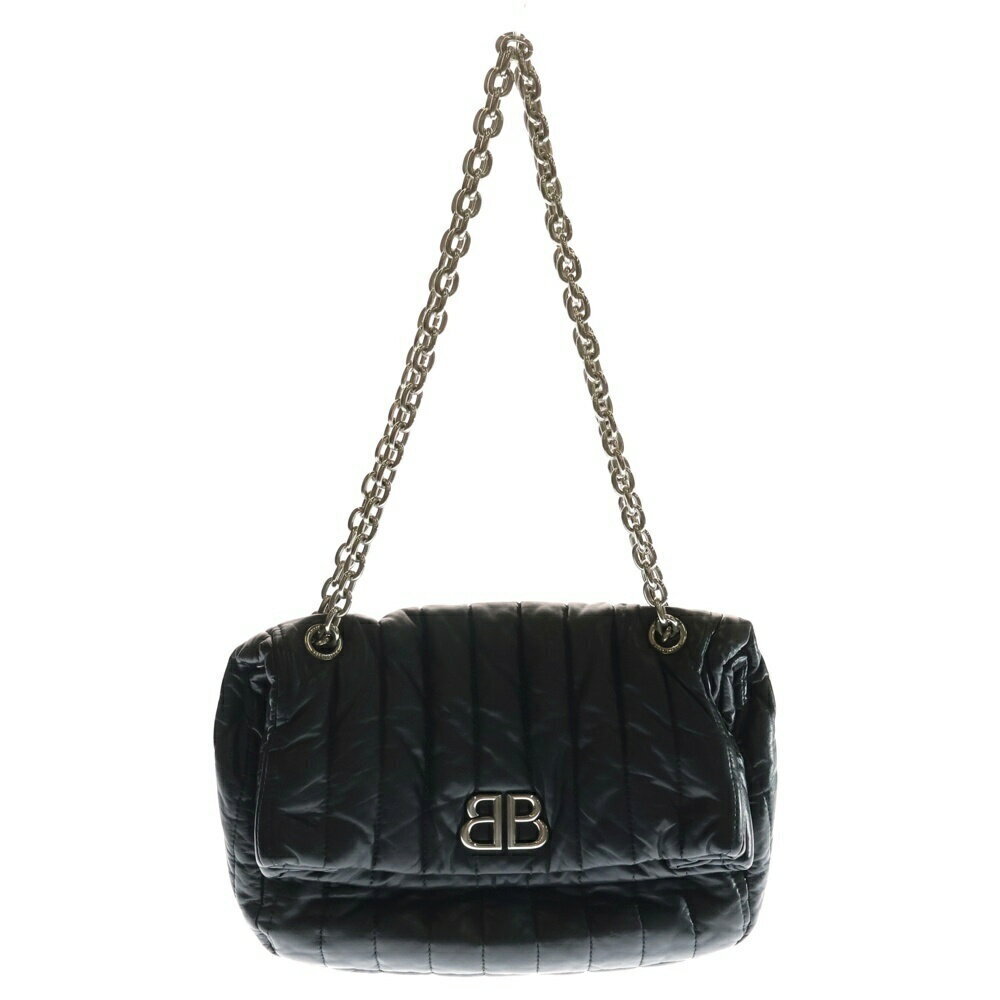 BALENCIAGA MONACO BAG CHAIN Logo Shoulder Black